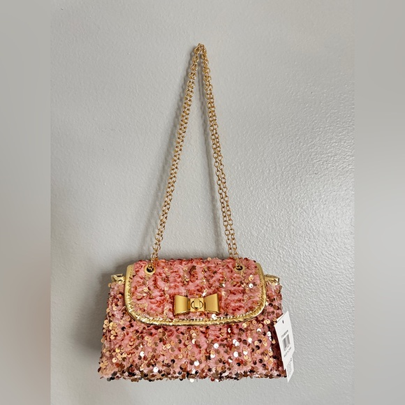 Olivia Miller Handbags - Olivia Miller Pink and Gold Sequin Shoulder Bag